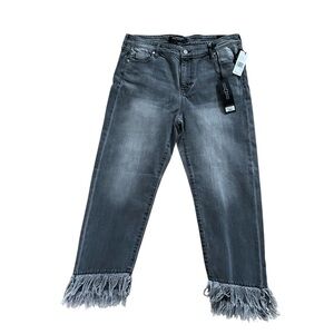 Liverpool The Crop Straight Gray Fringed Women's Jeans Sz 12 31 NWT